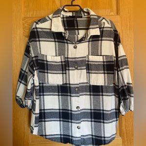 Harve  Bernard blue and white plaid flannel shirt